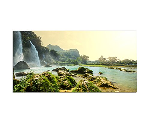 120x80cm - Vietnam Wasserfall Felsen Wasser - Bild auf Keilrahmen modern stilvoll - Bilder und Dekoration 120x80cm - Vietnam Wasserfall Felsen Wasser - Bild auf Keilrahmen modern stilvoll - Bilder und Dekoration von bestforhome