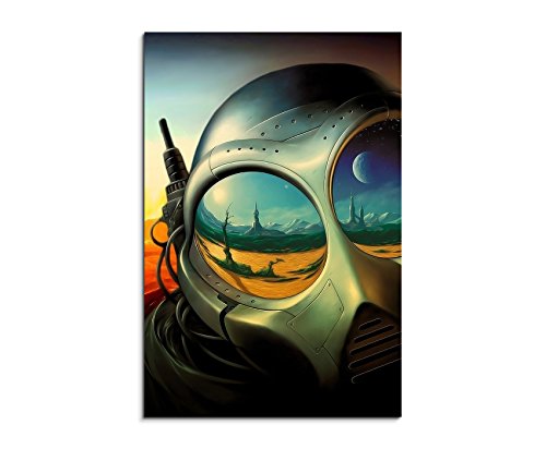 Alien Painting 90x60cm Bild als schoener Kunstdruck auf echter Leinwand als Wandbild auf Keilrahmen von bestforhome