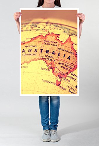 Best for home Artprints - Künstlerische Fotografie – Australien auf einem Globus- Fotodruck in gestochen scharfer Qualität von bestforhome