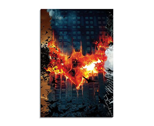 bestforhome Batman Trilogy 90x60cm Bild als Schoener Kunstdruck auf echter Leinwand als Wandbild auf Keilrahmen von bestforhome