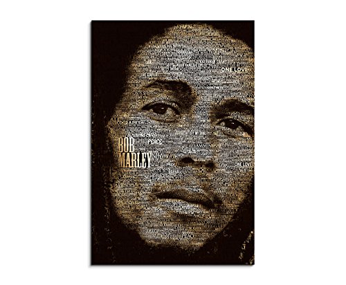 bestforhome Bob Marley Art 90x60cm Bild als Schoener Kunstdruck auf echter Leinwand als Wandbild auf Keilrahmen von bestforhome