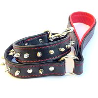 Bestia™ Echtleder Leine Mit Spitzen Und Weicher Griffpolsterung. 3 cm Breit. 1 M Lang. 100% Leder. Handgemacht in Europa von bestiadoggear