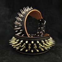 Bestia ™ "Big Boy" Echtes Lederhalsband Mit Schraubenspitzen Und Weichem Lederpolster.doppelschicht Handgemacht in Europa von bestiadoggear