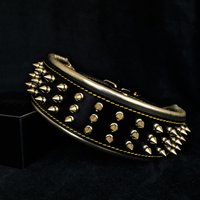Bestia ™ "Gold Riese" Echtes Lederhalsband Mit Schraubenspitzen Und Weichem Lederpolster.top Qualität Handgemacht in Europa von bestiadoggear