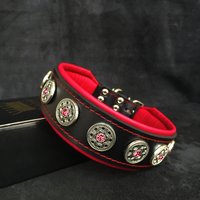 Bestia "Bijou" Halsband Mit Altsilber Dekoration Und Schmucksteinen. Einzigartige Polsterung Für Maximalen Komfort. S Bis Xl. Top Qualität von bestiadoggear