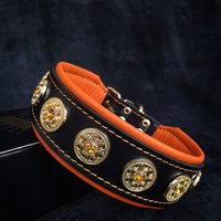 Bestia "Bijou" Halsband Mit Messing Dekoration Und Schmucksteinen. Einzigartige Polsterung Für Maximalen Komfort. S Bis Xl. Top Qualität von bestiadoggear