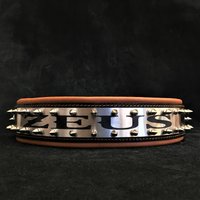 Personalisiertes Lederhalsband "Metal" Von Bestia ™. Auf Edelstahl Graviert. 2, 5 Zoll Breit. Dein Design Weich Gepolstert. Top Qualität von bestiadoggear