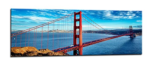 bestpricepictures 120 x 40 cm Bild auf Leinwand San Francisco golden Gate Bridge USA 5737-SCT deutsche Marke und Lager - Das Bild Wandbild BZW. Kunstdruck ist fertig gerahmt. von Visario