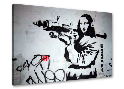 bestpricepictures 80 x 60 cm Bild auf Leinwand Banksy 4172-SCT deutsche Marke und Lager - Die Bilder/das Wandbild/der Kunstdruck ist fertig gerahmt von Visario