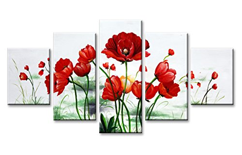 bestpricepictures 160 x 80 cm Bild auf Leinwand Blume Mohn 5533-SCT deutsche Marke und Lager - Die Bilder/das Wandbild/der Kunstdruck ist fertig gerahmt von Visario