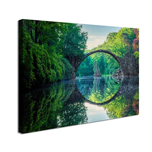 bestpricepictures 80 x 60 cm Bild auf Leinwand Teufelsbrücke 4013-SCT deutsche Marke und Lager - Die Bilder/das Wandbild/der Kunstdruck ist fertig gerahmt von Visario