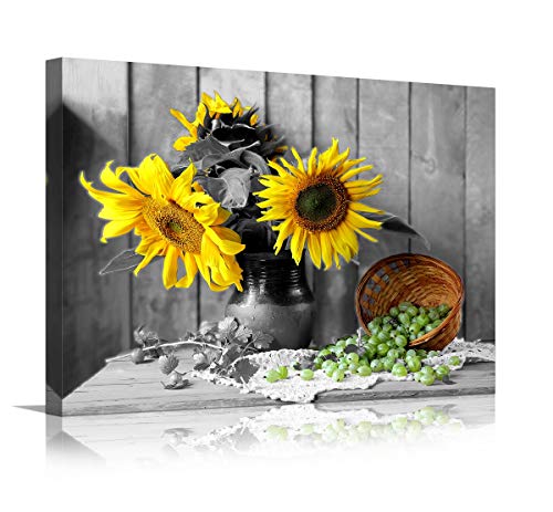 bestpricepictures Wand Bild Leinwand Sonnenblumen Früchte 4023 80x60 cm von Visario