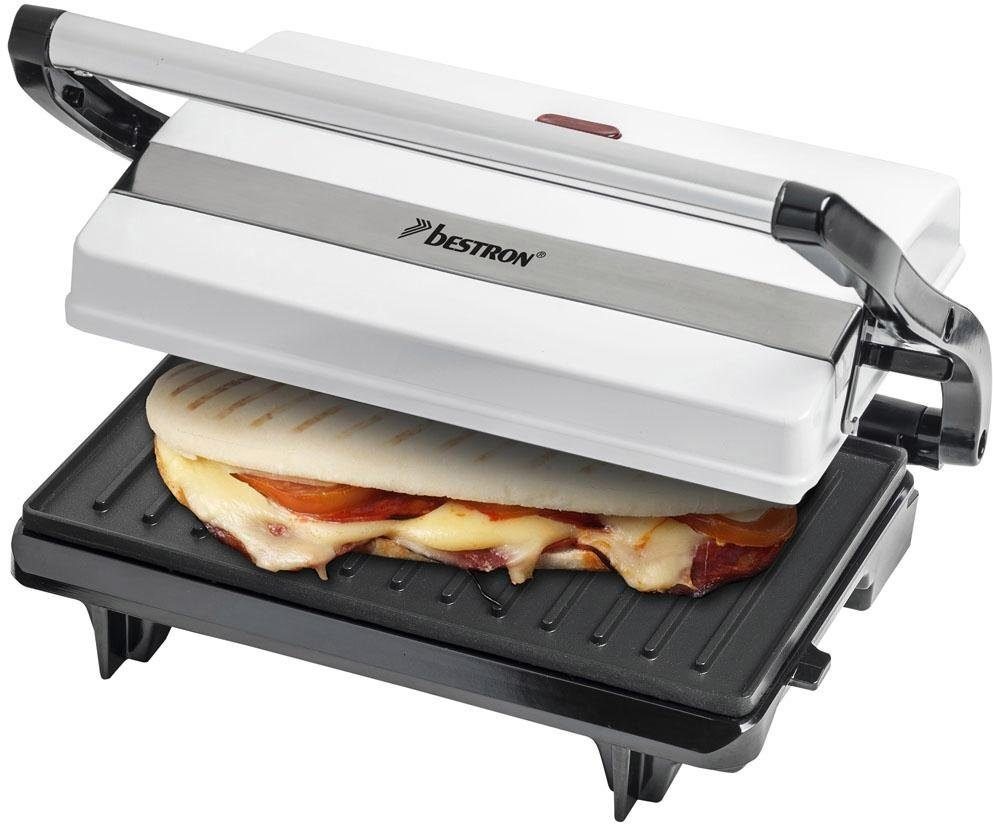 bestron Kontaktgrill APM123W Viva Italia, 700 W, auch als Sandwich-/Panini-Kontaktgrill einsetzbar, antihaftbeschichtet von bestron