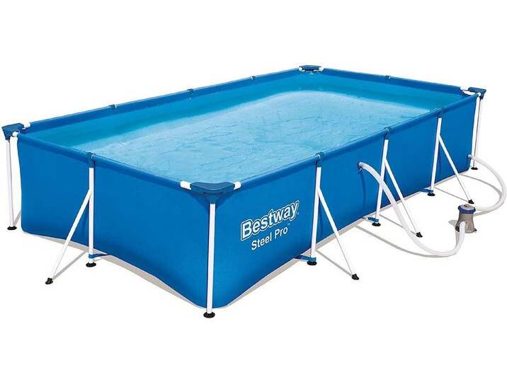BESTWAY Framepool Bestway 56424 Steel Pro Frame Pool-Set, Gartenpool mit Filterpumpe, 400 x 211 x 81 cm, blau von bestway