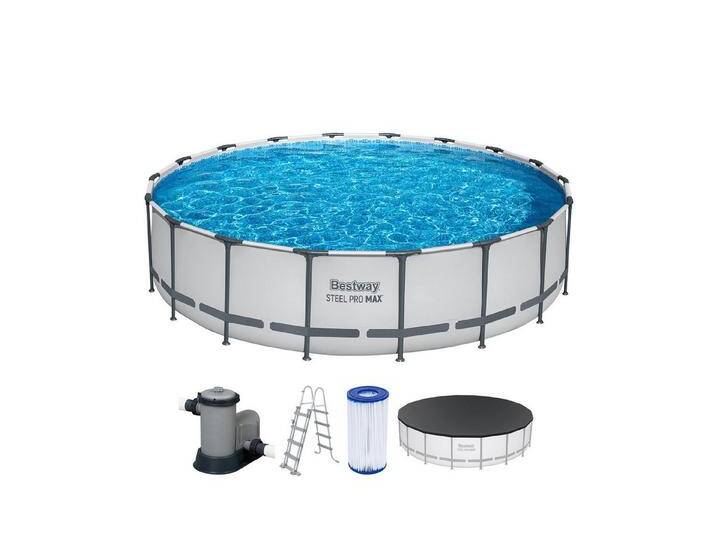 Bestway Framepool Steel Pro MAX™ Frame Pool Komplett-Set mit Filterpumpe Ø 549 x 122 (Set), grau von bestway