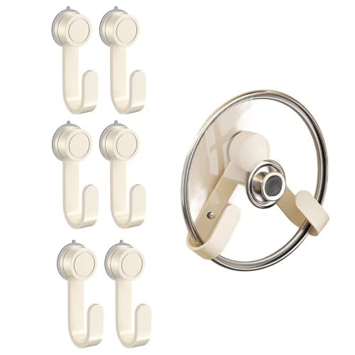 betensh Drehbarer Topfdeckelhalter mit Saugnapf, für Tür, Topfdeckelhalter, Wandmontage, drehbarer Organizer für Schneidebrett-Abdeckung, Organizer, Cremeweiß, 6 Stück betensh Drehbarer Topfdeckelhalter mit Saugnapf, für Tür, Topfdeckelhalter, Wandmontage, drehbarer Organizer für Schneidebrett-Abdeckung, Organizer, Cremeweiß, 6 Stück von betensh