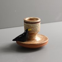 Schwarzer Crake Kerzenhalter -Rustikales Wohndekor -Vogelfigur -Kerzenhalter von beticeramic