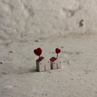 2Er Set Keramikhäuser - Miniatur Liebeshaus Tiny Valentine Haus Handgemachtes Keramikhaus Terrarium von beticeramic