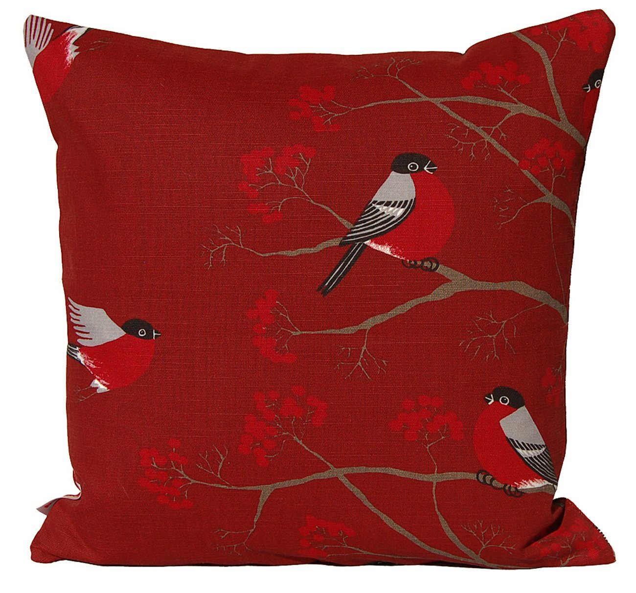 beties Kissenbezug Beeren Vogel, (1 Stück), Kissenhülle ca. 40x40 cm Deko-Kissen (marsala) von beties