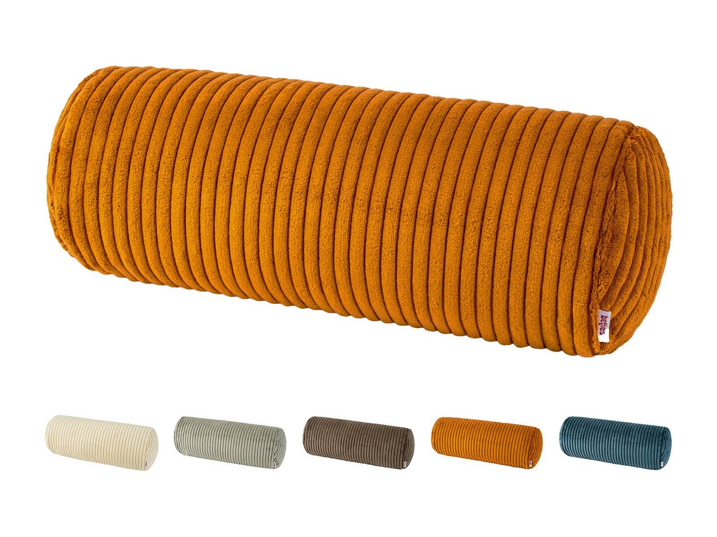 Nackenrollenbezug HYggelig No.2, beties (1 Stück), Block-Cord Nackenrollen-Bezug ca. 15x40 cm Hygge Style kurkuma-gelb von beties
