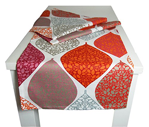 beties „Momente“ XL Tischläufer ca. 40x220 cm Tischband in interessanter Größenauswahl hochwertig & angenehm 100% Baumwolle Farbe (Bohemian mohn) von beties