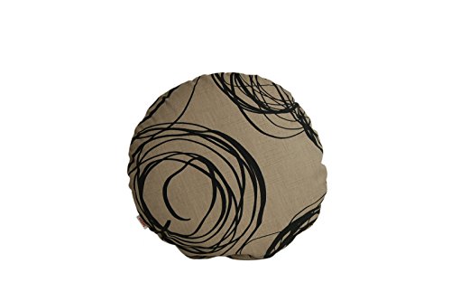 beties „Mystik“ Kissenhülle Ø ca. 40 cm Kissenbezug rund abstraktes Kringel-Design in schwarz auf dunklem Background in 100% Baumwolle Toffee Schwarz von beties