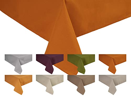 beties „Wunschton“ Tischdecke ca. 130x200 cm Tischtuch für Küchentisch Esstisch in großer Sortiments- und Größenauswahl – EIN idealer Uni Begleiter (sanddorn-orange) von beties