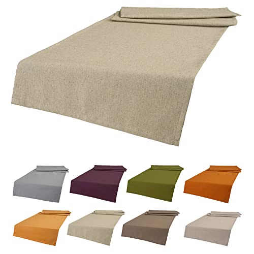 beties „Wunschton“ Tischläufer ca. 40x130 cm Tischband Tischdeko in großer Sortiments- und Größenauswahl – EIN idealer Uni Begleiter (Melange-beige) von beties