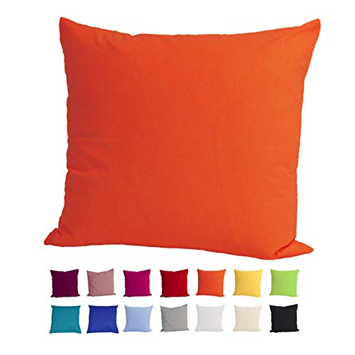 beties Basic Kissenbezug ca. 40x40 cm Kissenhülle 100% Baumwolle in vielen fröhlichen Uni-Farben (orange) von beties