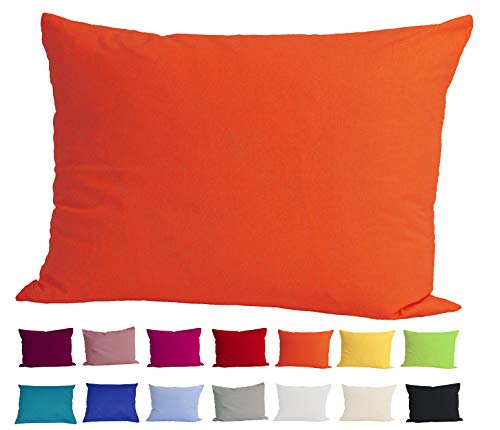 beties Basic Kissenbezug ca. 40x60 cm Kissenhülle 100% Baumwolle in vielen fröhlichen Uni-Farben (orange) von beties