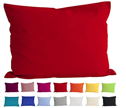 beties Basic Kissenbezug ca. 40x60 cm Kissenhülle 100% Baumwolle in vielen fröhlichen Uni-Farben (rot) von beties