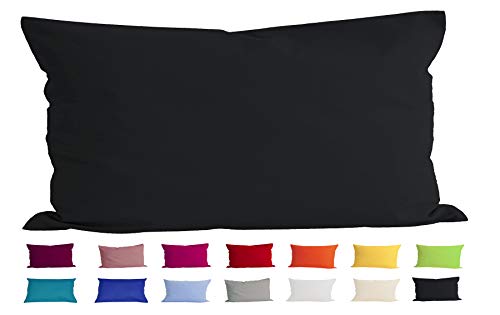 beties Basic Kissenbezug ca. 40x80 cm Kissenhülle 100% Baumwolle in vielen fröhlichen Uni-Farben (schwarz) von beties