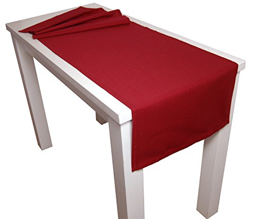 beties Farbenspiel Tischläufer XL ca. 40x220 cm in interessanter Größen- und Farbauswahl 100% Baumwolle für eine fröhlich Stimmung Uni Farbe (Karmin-rot) von beties
