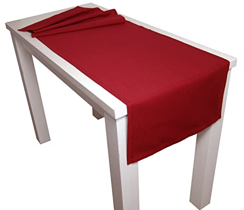 beties Farbenspiel Tischläufer ca. 40x150 cm Baumwoll-Serie in Uni (Karmin-rot) von beties