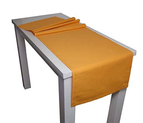 beties Farbenspiel Tischläufer ca. 40x150 cm Baumwoll-Serie in Uni (Senf-Gelb) von beties