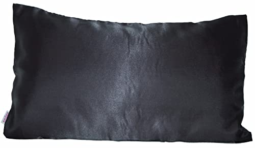 beties Glanz Satin Kissenbezug ca. 40x80 cm Kissenhülle anschmiegsam & edel für Haare und Haut Seidenoptik mit verstecktem Reißverschluss (schwarz) von beties