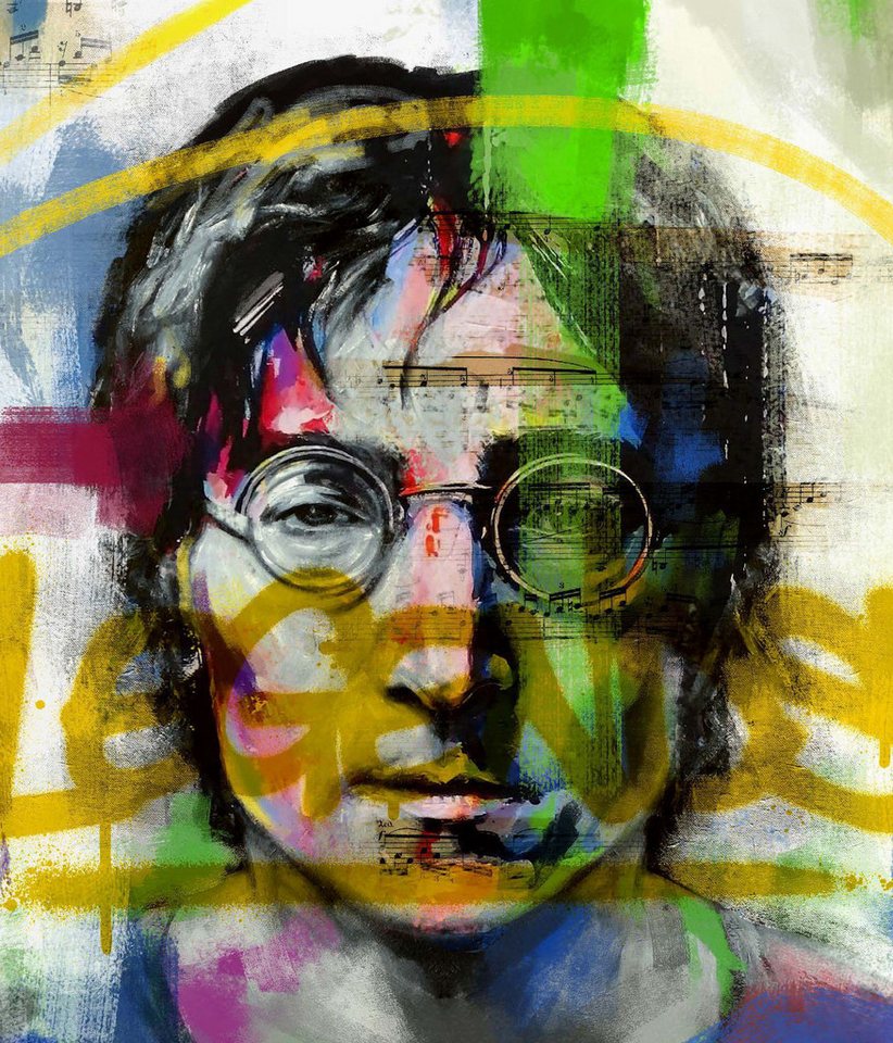 beties Kunstdruck POP-Collection, Lennon (1 St), DIY Gobelin Stoff-Zuschnitt Pop-Art dein Bastel Projekt ca. 47x47 cm von beties
