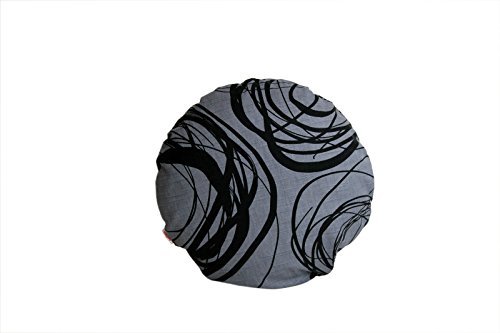 beties „Mystik“ Kissenhülle Ø ca. 40 cm Kissenbezug rund abstraktes Kringel-Design in schwarz auf dunklem Background in 100% Baumwolle Platin-Schwarz von beties