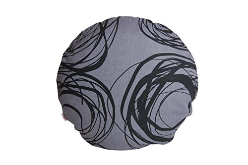 beties „Mystik“ Kissenhülle Ø ca. 50 cm Kissenbezug rund abstraktes Kringel-Design in schwarz auf dunklem Background in 100% Baumwolle Platin-Schwarz von beties