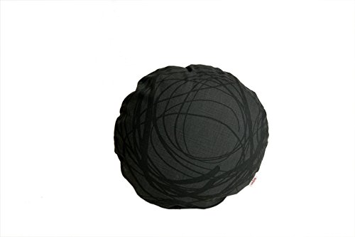 beties „Mystik“ Kissenhülle Ø ca. 40 cm Kissenbezug rund abstraktes Kringel-Design in schwarz auf dunklem Background in 100% Baumwolle Farbe Schiefer-Schwarz von beties