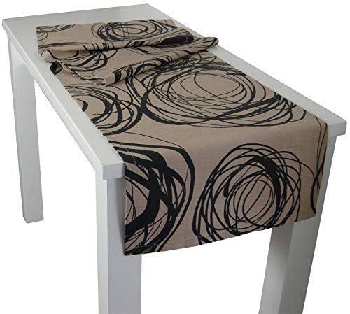 beties „Mystik“ Tischläufer ca. 40x150 cm in interessanter Größenauswahl hochwertig & angenehm 100% Baumwolle Farbe Toffee-Schwarz von beties