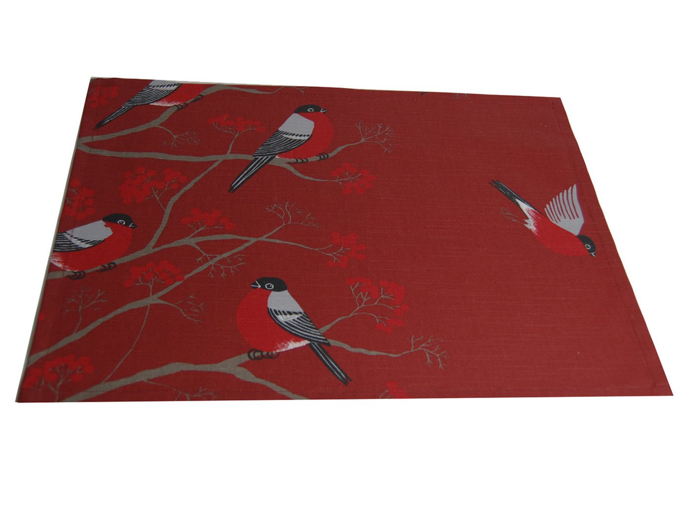 beties Platzset Beeren Vögel, (1-St., 1 Stück Tischset), Ideal auch als Untersetzer oder Schrankdeckchen, Farbe: marsala-rot von beties