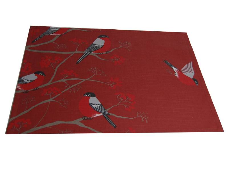 beties Platzset Beeren Vögel, (1-St., 1 Stück Tischset), Ideal auch als Untersetzer oder Schrankdeckchen, Farbe: marsala-rot von beties