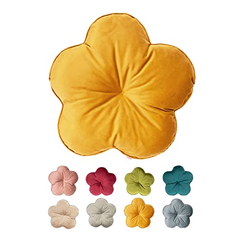 beties "Samt&Sonders Serie Kissen Blume ca. 50 Ø cm Deko- Formkissen gefüllt (Curry-senf) von beties