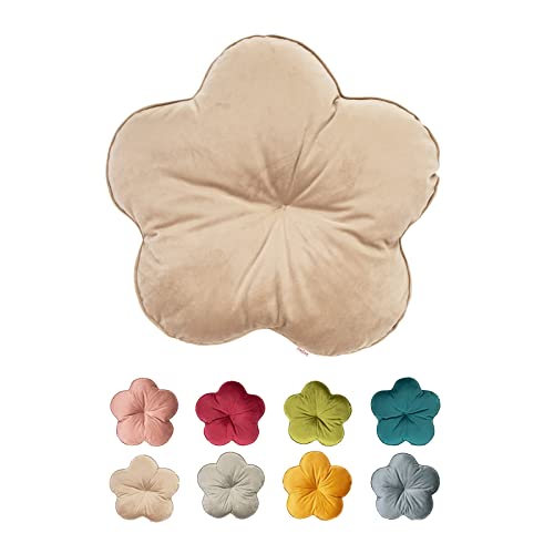 beties Samt&Sonders Kissen Blume ca. 50 cm rund Deko-Formkissen gefüllt in hochwertiger Qualität (braun-beige) … von beties