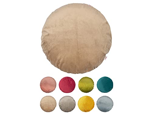 beties Samt&Sonders Kissenhülle rund ca. 40 cm Ø Kissenbezug Samtkissen Dekokissen aus deutschem Unternehmen in hochwertiger Qualität (braun-beige) … … von beties