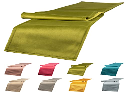 beties Samt&Sonders Tischläufer ca. 40x140 cm Tischwäsche aus deutschem Unternehmen in hochwertiger Qualität (Mai-grün) von beties