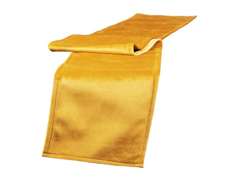 beties Tischband Samt&Sonders (1-tlg, 1 Stück Tischband), schmaler Samt Tischläufer ca. 18x140 cm curry-senf Tischdeko von beties