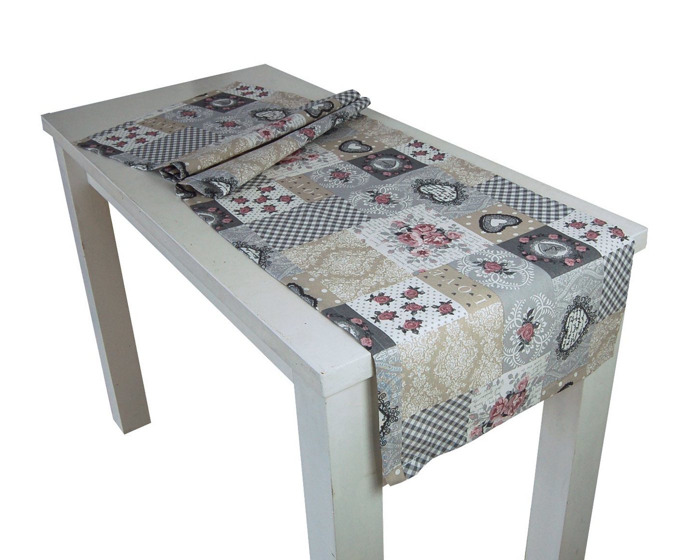 beties Tischdecke Dorfkinder (1-tlg), XL Tischläufer ca. 40x220 cm Tischband (silber-mauve) von beties