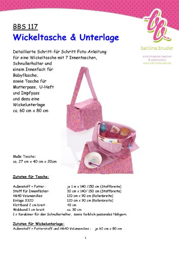 bettina bruder BBS 117 Schnittmuster Tasche Wickeltasche mit Fotoanleitung von bettina bruder